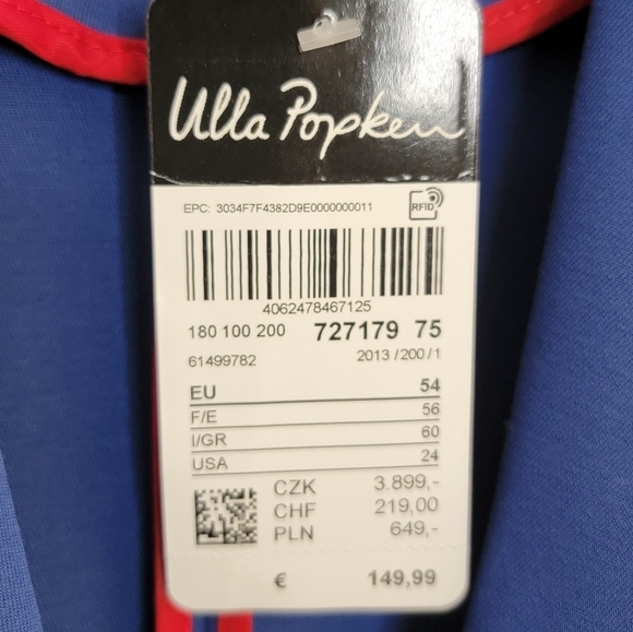 NWT Ulla Popken | Cobalt Blue Blazer with Shoulder Pads Plus Size 24 - Picture 5 of 6